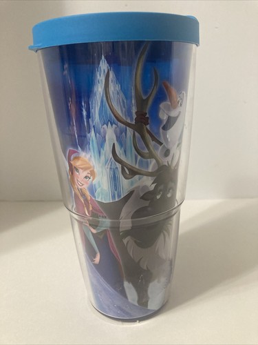 16oz Disney Frozen Anna Elsa Sven Olaf Blue Cup w/Lid Tervis Tumbler - Picture 2 of 5
