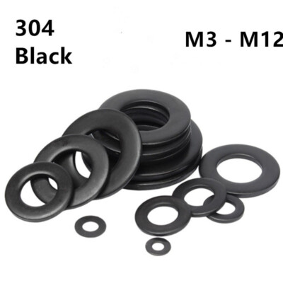 #ad Black 304 Stainless Steel Flat Washers Insulation M3 M4 M5 M6 M8 M10 M12 $34.73