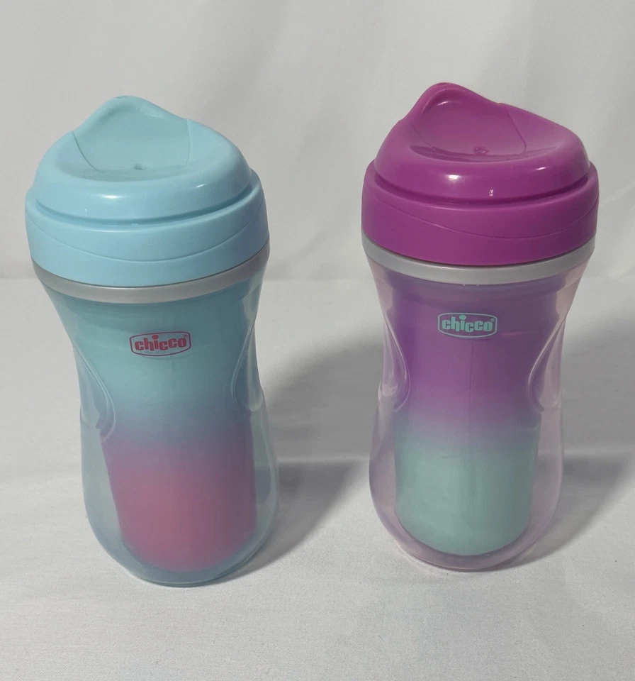 Juego de 2 tazas para sorber Chicco 9 oz a prueba de derrames con aislamiento de doble pared Ombré púrpura Foto 2 de 4