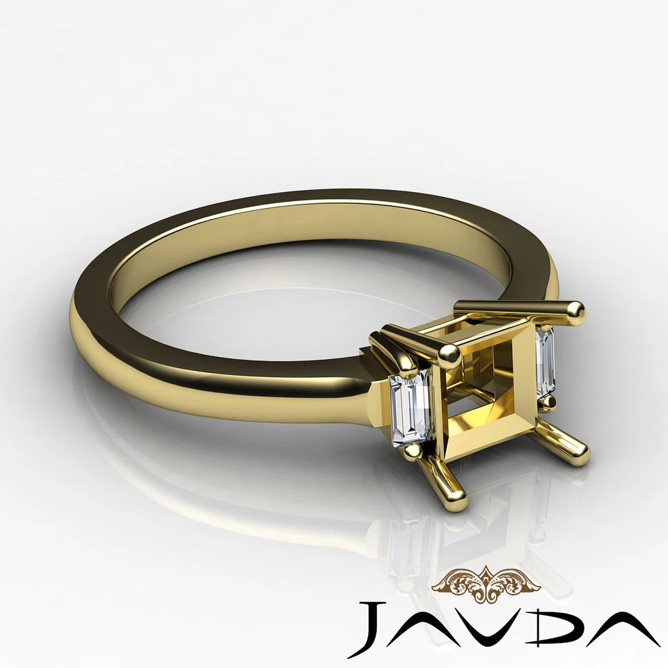 Baguette Princess Mount 3 Stone Diamond Engagement Ring 18k Yellow Gold 0.15Ct - Image 3 of 4