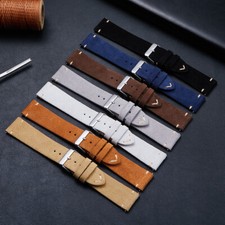 Suede Leather Hand Stitched Bracelet Watch Band Strap Wristband 14 16 18 20 22mm