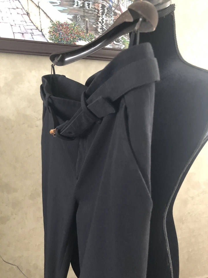 GUCCI Pantalones Ajustados Negro Elástico Algodón Cinturón Desmontable Bambú Hebilla Talla IT 46 Foto 2 de 4