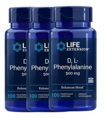 Life Extension D-L-Phenyalanine 500 mg, 100 Vegetarian Capsules