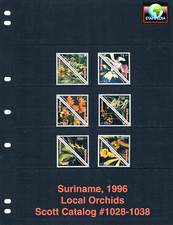 $19.90 Scott Value - 1996 SURINAME Orchids Flowers South America CV MNH NH UMM