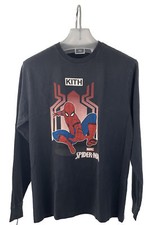 Kith Men  s Marvel Spider-Man Tee Cotton Long Sleeve Black Size M