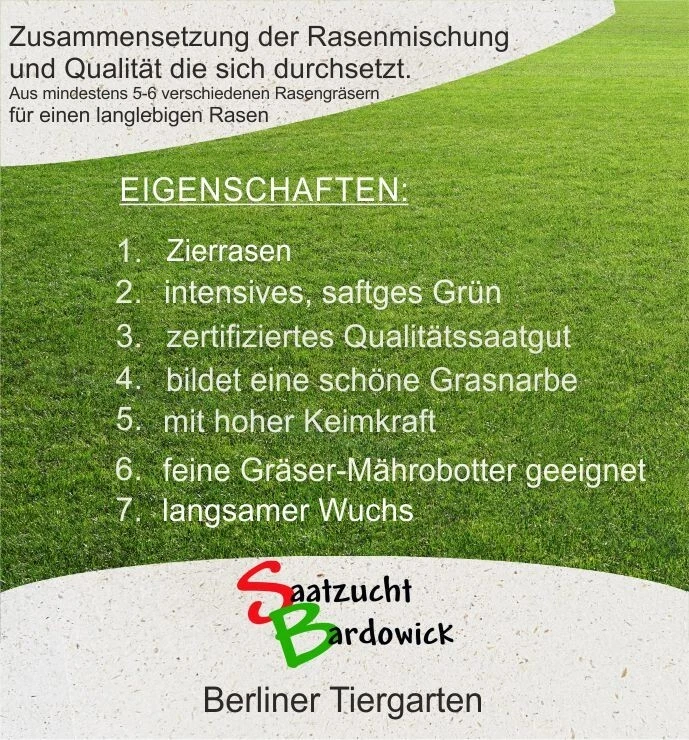 20kg Rasensamen Berliner Tiergarten Rasen Grassamen Zierrasen Rasensaat Grassaat - Bild 2 von 4