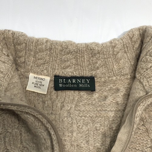 Blarney Woolen Mills Cardigan Sweater Zip Oatmeal Beige X-LargeWool 42" Chest - Picture 2 of 8