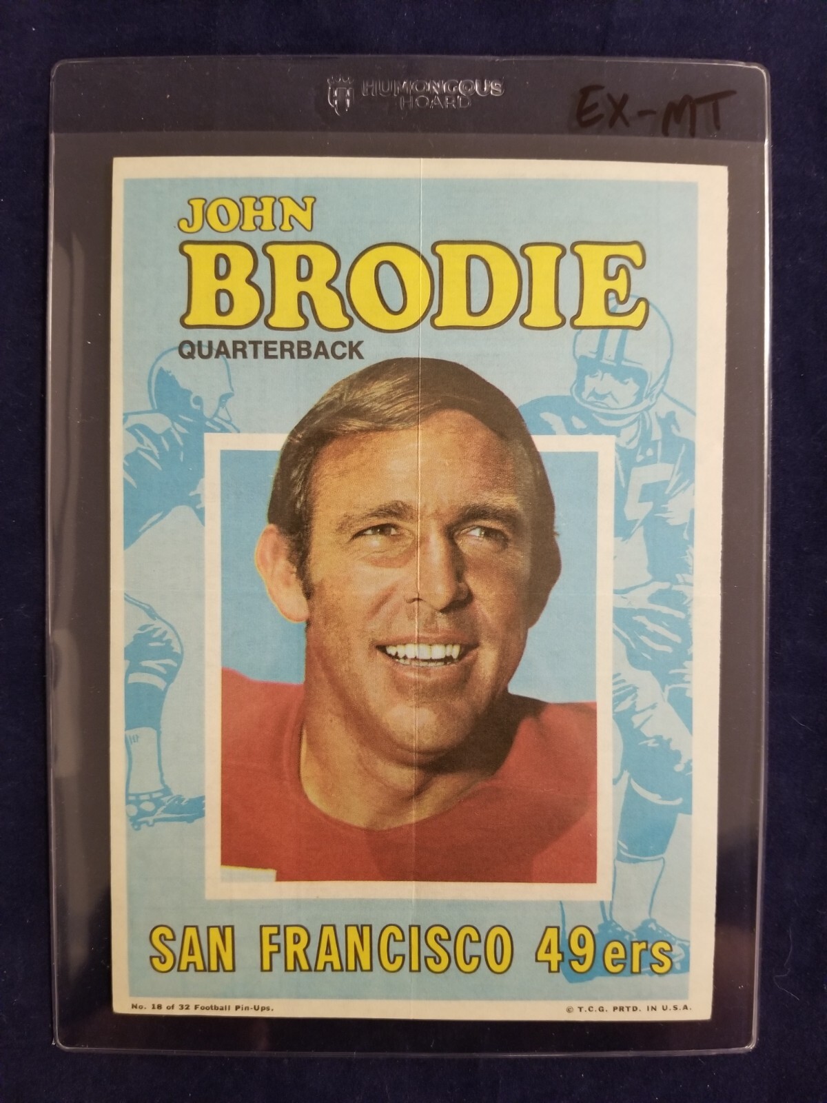 🏈NICE 1971 Topps Football Poster Posters #18 JOHN BRODIE🏈 49ers HOF EXMT EX-MT