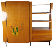 Credenza libreria Milanese in faggio | Anni '50 | Mobile multiuso 1950 Vintage