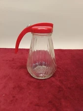 Vintage 1950’s FEDERAL GLASS Rare Swirl Glass Syrup Server Dispenser Red