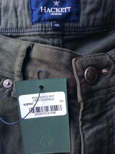 Hackett London Men's Moleskin 5 PKT Trousers, 682forest Green W30 R L31 - Picture 12 of 12