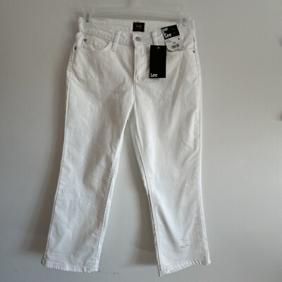 Lee Womens Mid Rise White Capris Size 6M NWT
