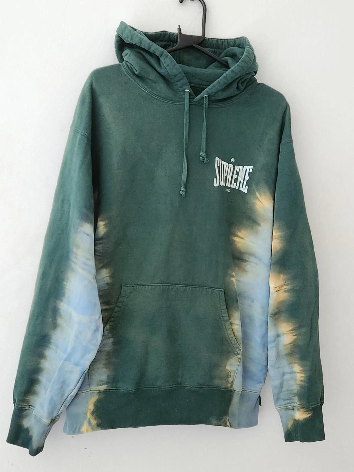 Sweat à capuche FW21 Supreme Bleached taille Medium M vert foncé