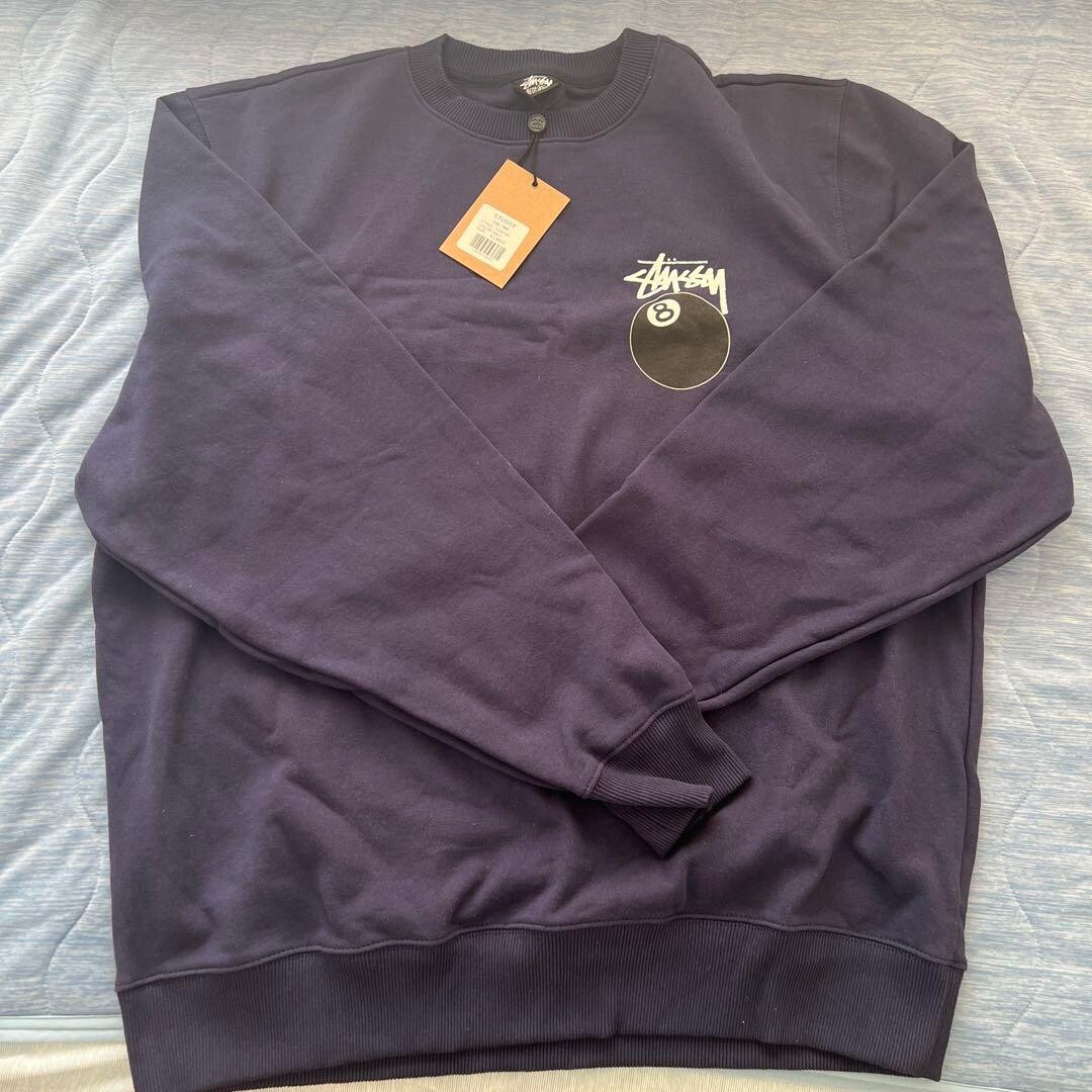 STUSSY 8 BALL SWEATSHIRT NAVY BLUE POOL BILLIARDS SIZE M w