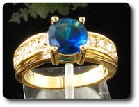 Ring Blauer Saphir 1X8 Mm Vergoldet 18 K