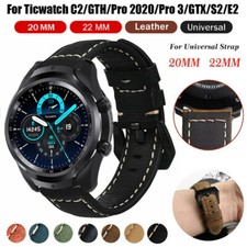 For Ticwatch Pro 2021/3 GPS/GTX/S2/E2/E3 Leather Smart Watch Band Strap Bracelet