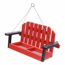 Amish-Made Porch Swing Bird Feeder, Eco-Friendly Poly-Wood Hanging Decorative...