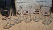 Five Budweiser Glasses With Logos 