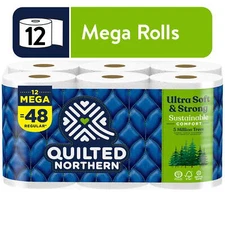 Quilted Northern Ultra Soft & Strong 12 Mega Rolls 5X Stronger* Premium Paper