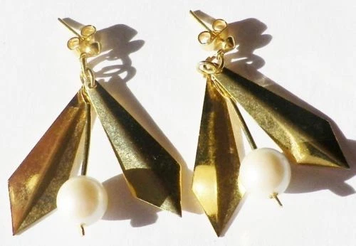 boucles d'oreilles percées bijou rétro pampille déco perle nacrée * 5226 - Photo 1/1