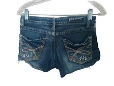 RED RIVET Raw Hem Short Jean Shorts Size 3