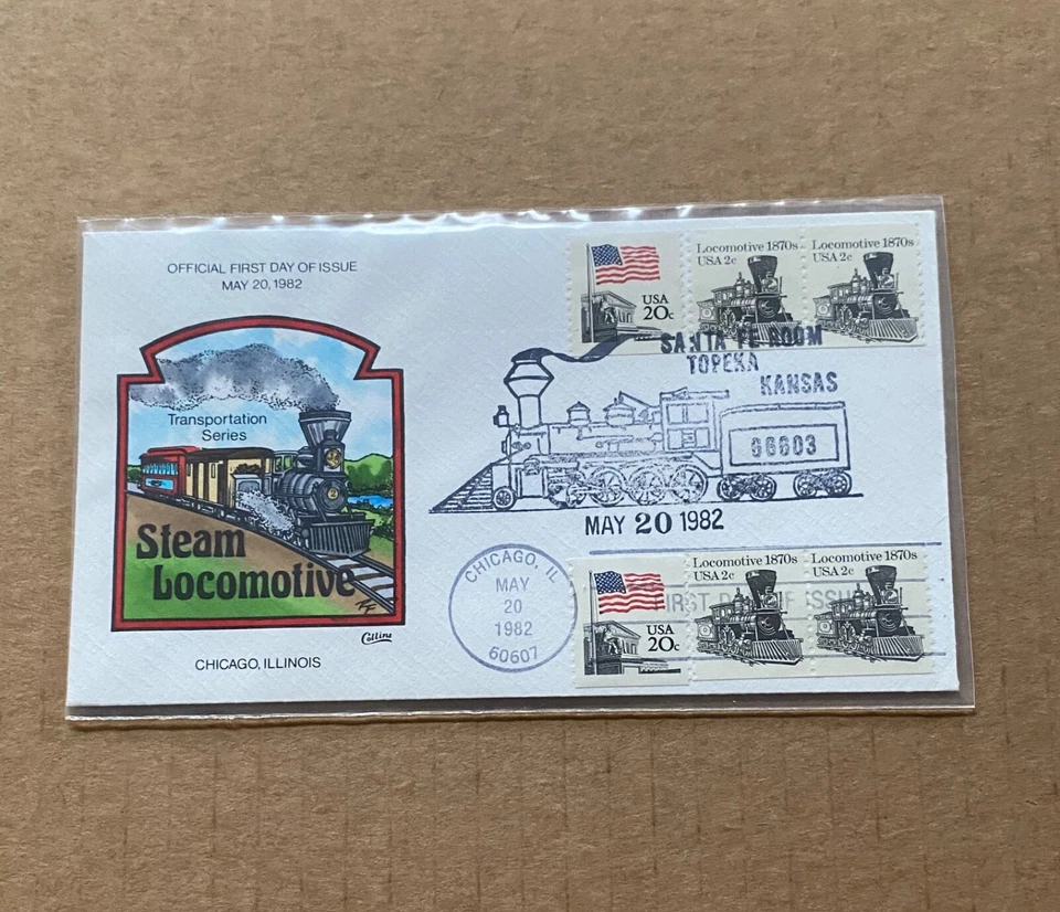 US FDC Collins Hand-Painted #1897a Locomotive 1982 - Image 3 of 3