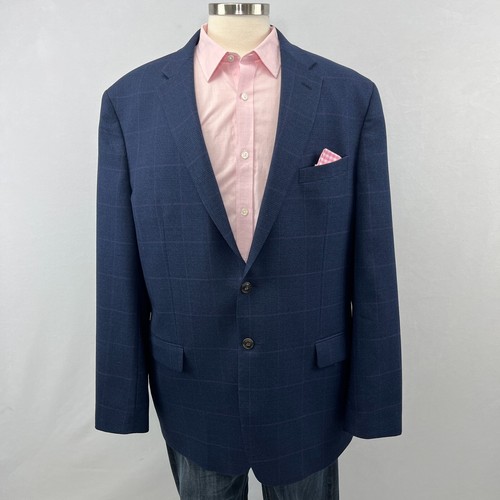 Jos A Bank 1905 Blazer Jacket 48L Blue Glen Check Tailored Fit Brrr Comfort - Picture 4 of 20
