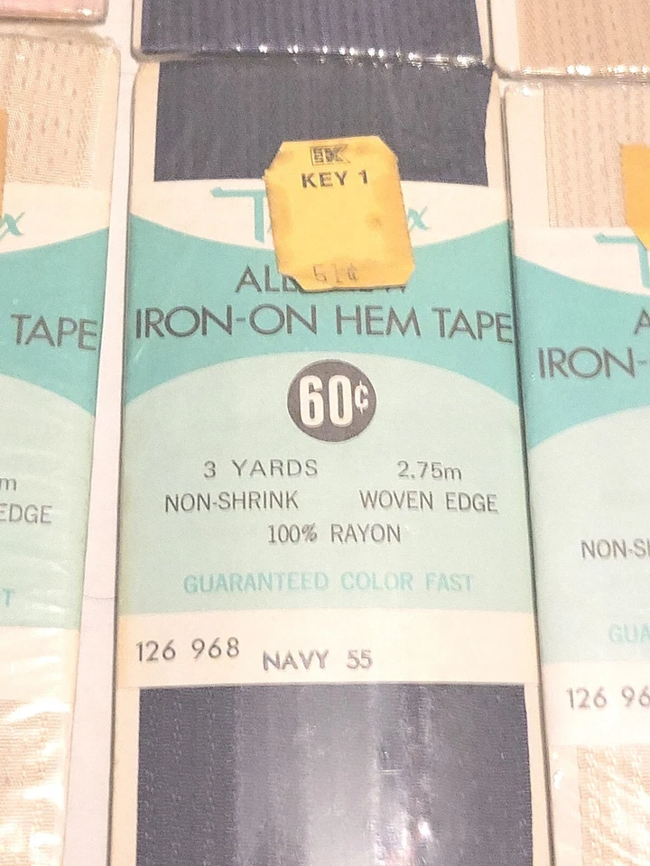 Trimtex Vintage Lot of 6 All New Iron On Hem Tape 3 Yards Non Shrink Woven Edge - Image 4 of 4