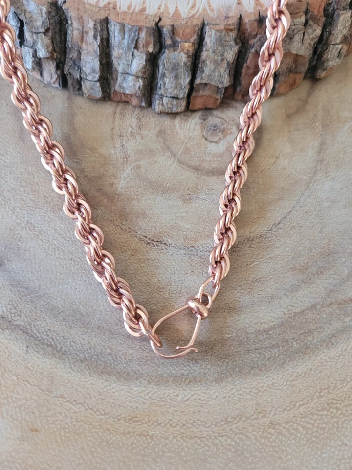 纯实铜绳链项链骑手关节炎疼痛治疗 6 毫米项链 — 第 3/3 张图片