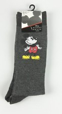 Disney Mickey Mouse Gray Grey Crew Socks Sz 6 1/2-12 Shoe Sz 10-12