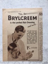1937 VINTAGE ADVERT SMALL BRYLCREEM PERFECT HAIR DRESSING TONIC TAKE BOTTLE HOME