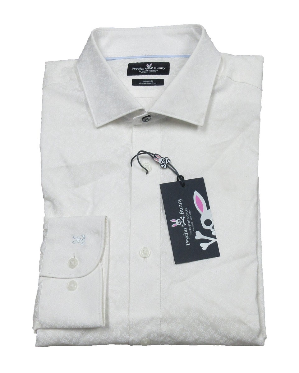 Psycho Bunny Men's White All Over Bunny Modern Fit Stretch Non