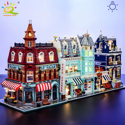 MOC City Corner Coffee Shop Bausteine, Architektur Stil, Street View Spielzeug