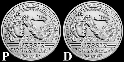 2023 P & D Bessie Coleman American Women Quarters ''BU'' (2 Coin Set)