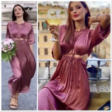 LAST NWT ZARA AW21 MARSALA SATIN EFFECT CUT OUT DRESS 9878/217