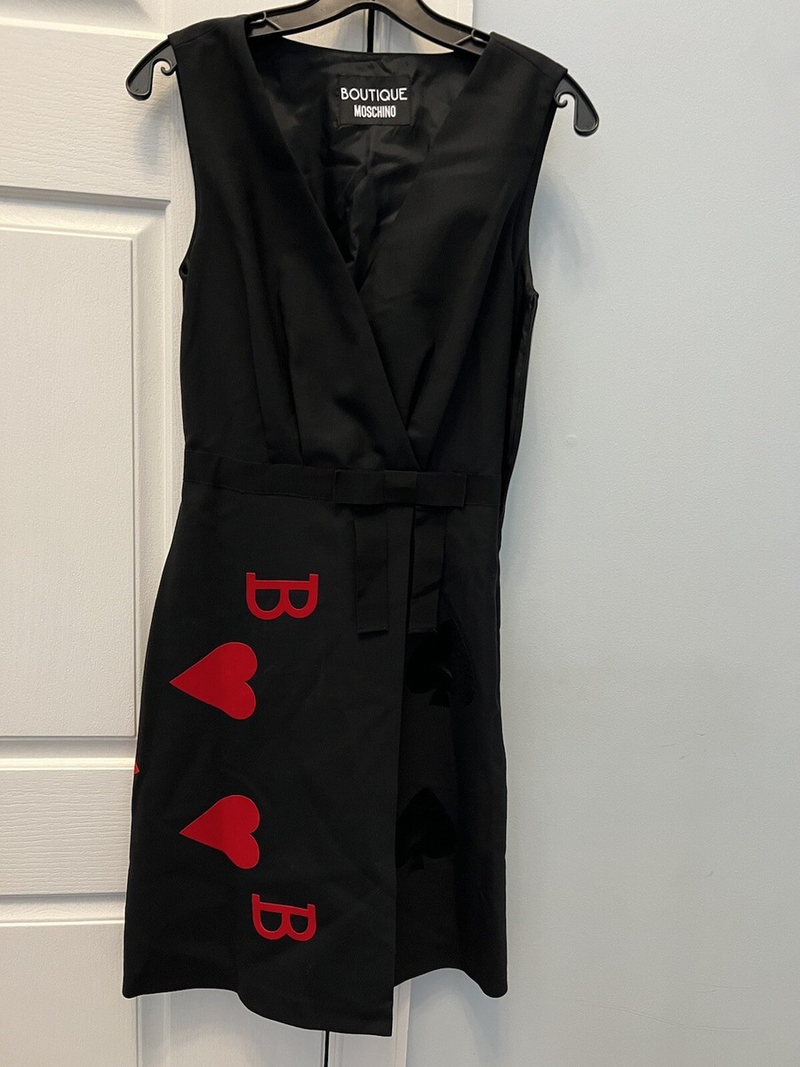 BOUTIQUE MOSCHINO BLK DRESS WITH RED HEARTS, Size 38 Nwt | eBay