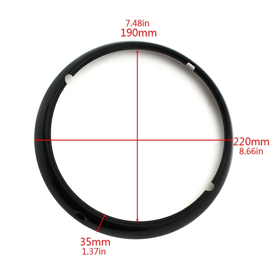 7" Headlight Trim Ring Black For Harley Electra Street Tri Glide Ultra Classic - Изображение 2 из 4