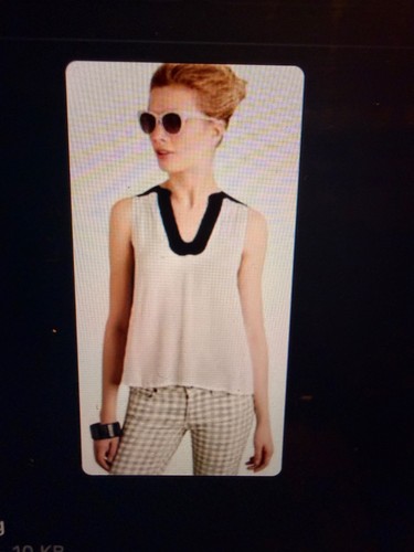 Maeve Anthropologie Enna Tank Blouse 2 White Black Trim V-Neck Sleeveless NWT