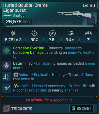 Borderlands 4 EIGENBURST SHOTGUN  CORRO - OR REPLICATOR HOMING JAKOBS RIPPER MAG