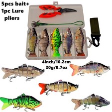 5PCS Fishing Lure Swimbait CrankBait Bait for Bass Trout Muskie Lure Pliers 