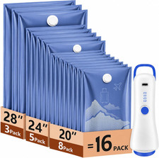Travel Vacuum Bags with Electric Pump, 16 Pack, Space Saver for Luggage