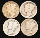 4pc 1921 Mercury Dimes Lot Silver Key Date Circulated G-VG (#TPR00024)