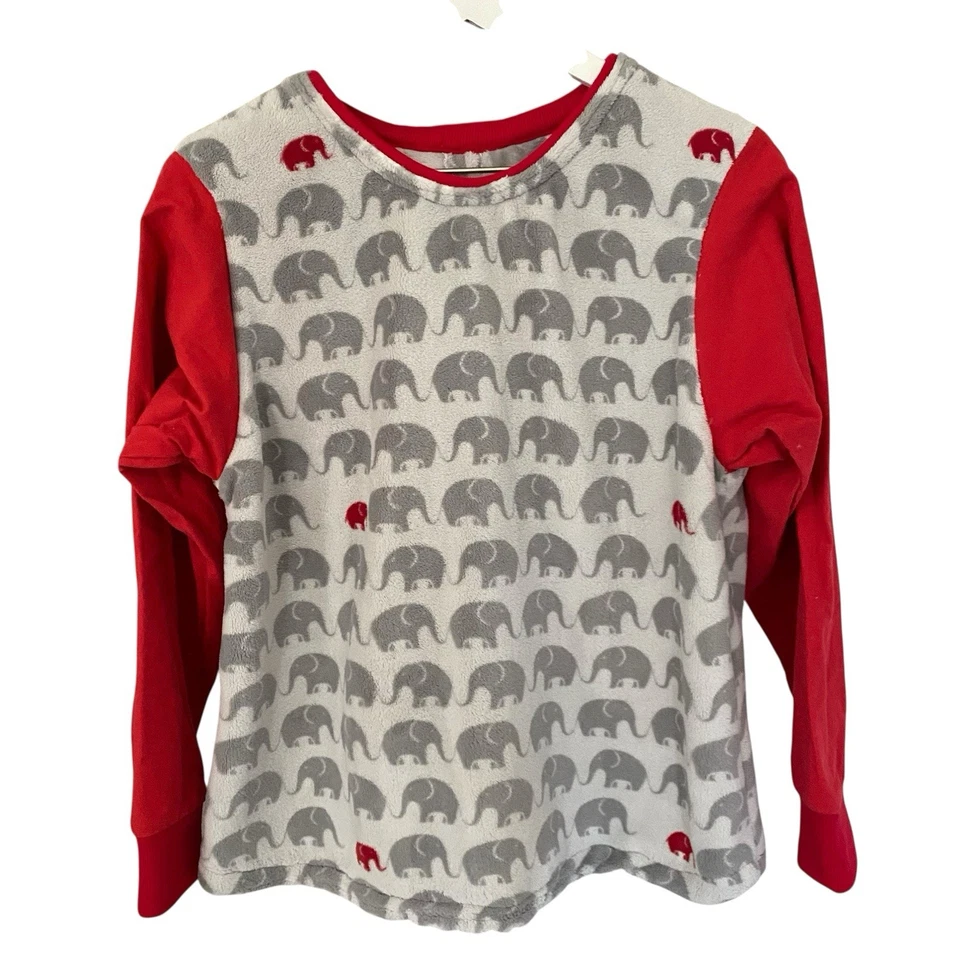 DKNY Elephant Print Fleece Pajama Set Women’s Size Medium Petite - Image 3 of 4