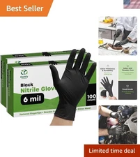 200 Pack Heavy Duty Black Nitrile Gloves - 6 Mil Chemical Resistant & Latex Free