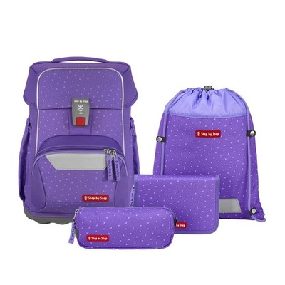 Step by Step Schulranzen Set Schultasche BASIS Purple Konfetti 4-tlg Mädchen