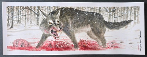 Original Tim Lehi Traditional Tattoo Flash Sheet Hand Signed, Stamped, King Wolf