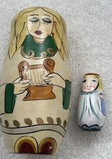 Vintage Matryoshka Angel Nesting Wooden Dolls 2 And 1/2