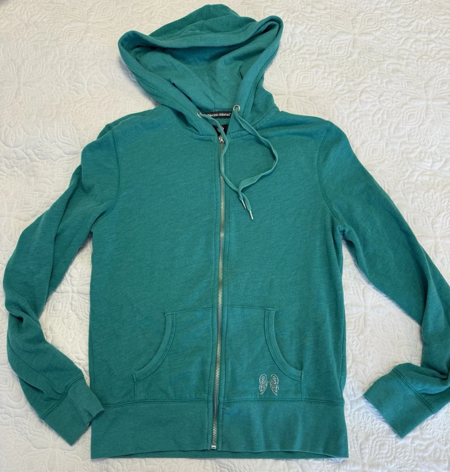 Sudadera con Capucha Mediana Vintage Victorias Secret Super Models Verde Tachonada Ala de Ángel con Cremallera Foto 3 de 4