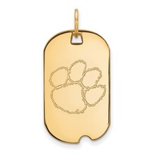 10k Gold LogoArt Clemson University Tiger Paw Small Dog Tag Pendant