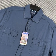Cremieux Shirt Mens Large Blue Short Sleeve Button Up Block Island Casual New